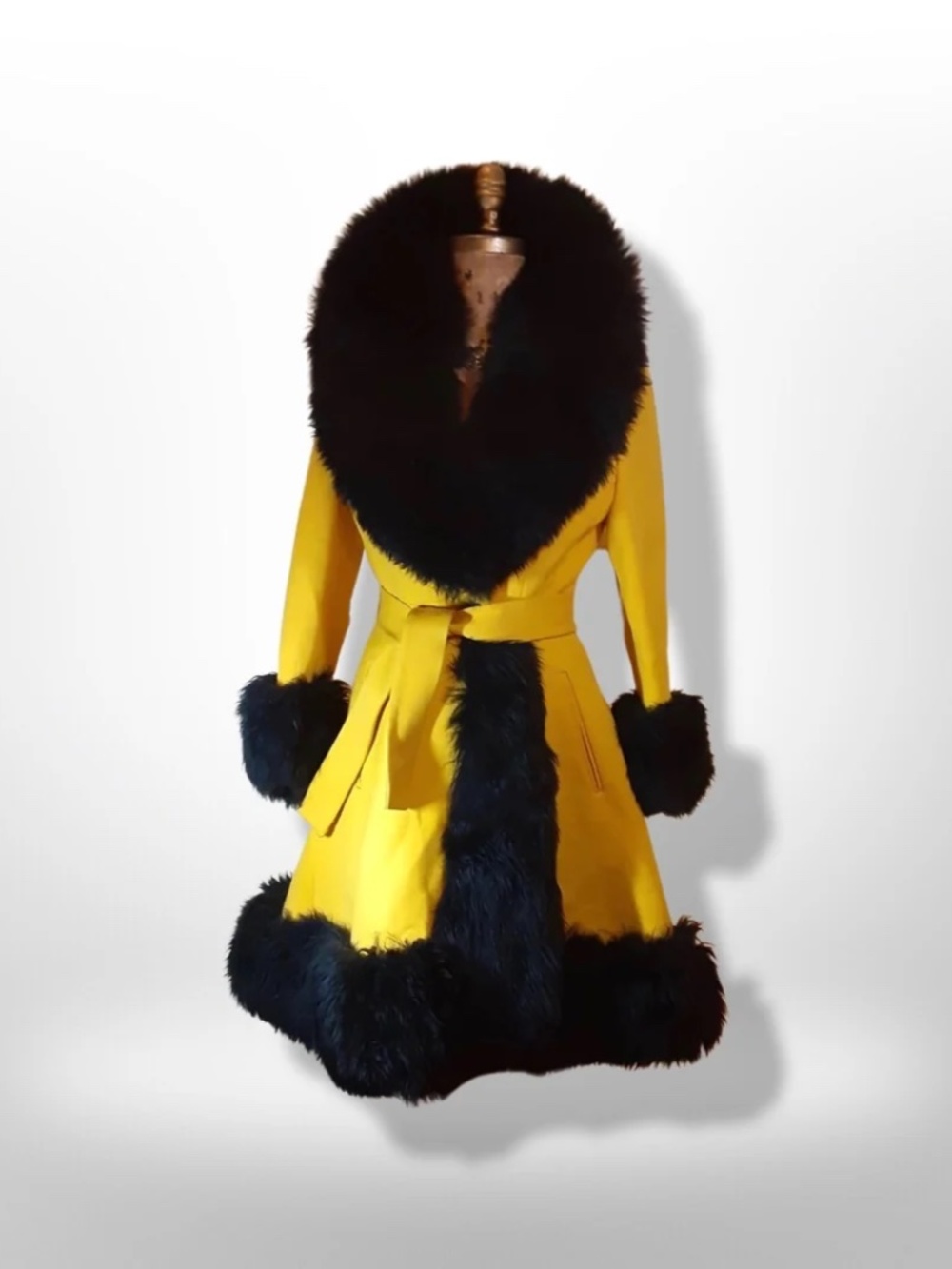Lilli Ann Canary Yellow Wool Sheepskin Shearling Coat Penny Lane Afghan